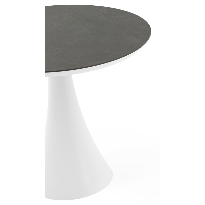Fano tuintafel rond in wit aluminium en volkeramiek Calatorao - Dia. 85 x H 75 cm