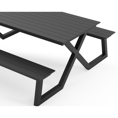 Mundo picknicktafel in zwart aluminium - L 200 x B 174 x H 75 cm