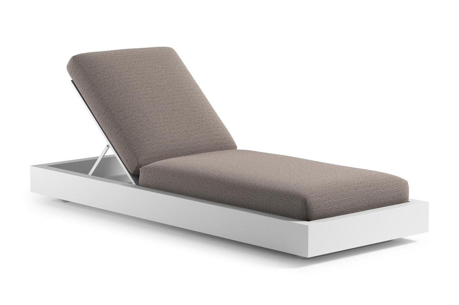 Como verstelbaar ligbed in wit aluminium met wander granite all weather Sunbrella® luxe kussen