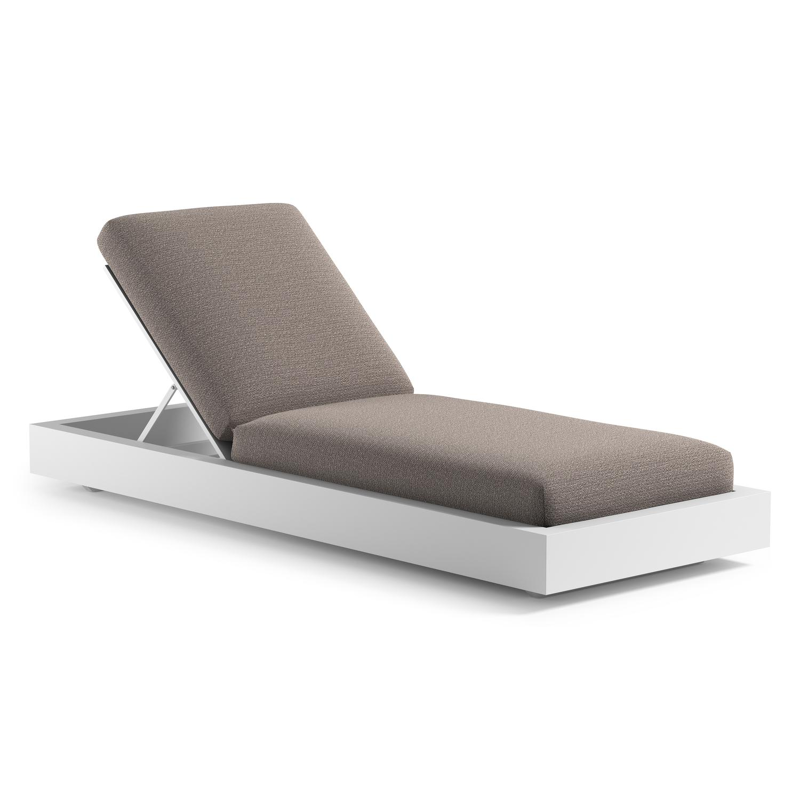 Como verstelbaar ligbed in wit aluminium met wander granite all weather Sunbrella® luxe kussen