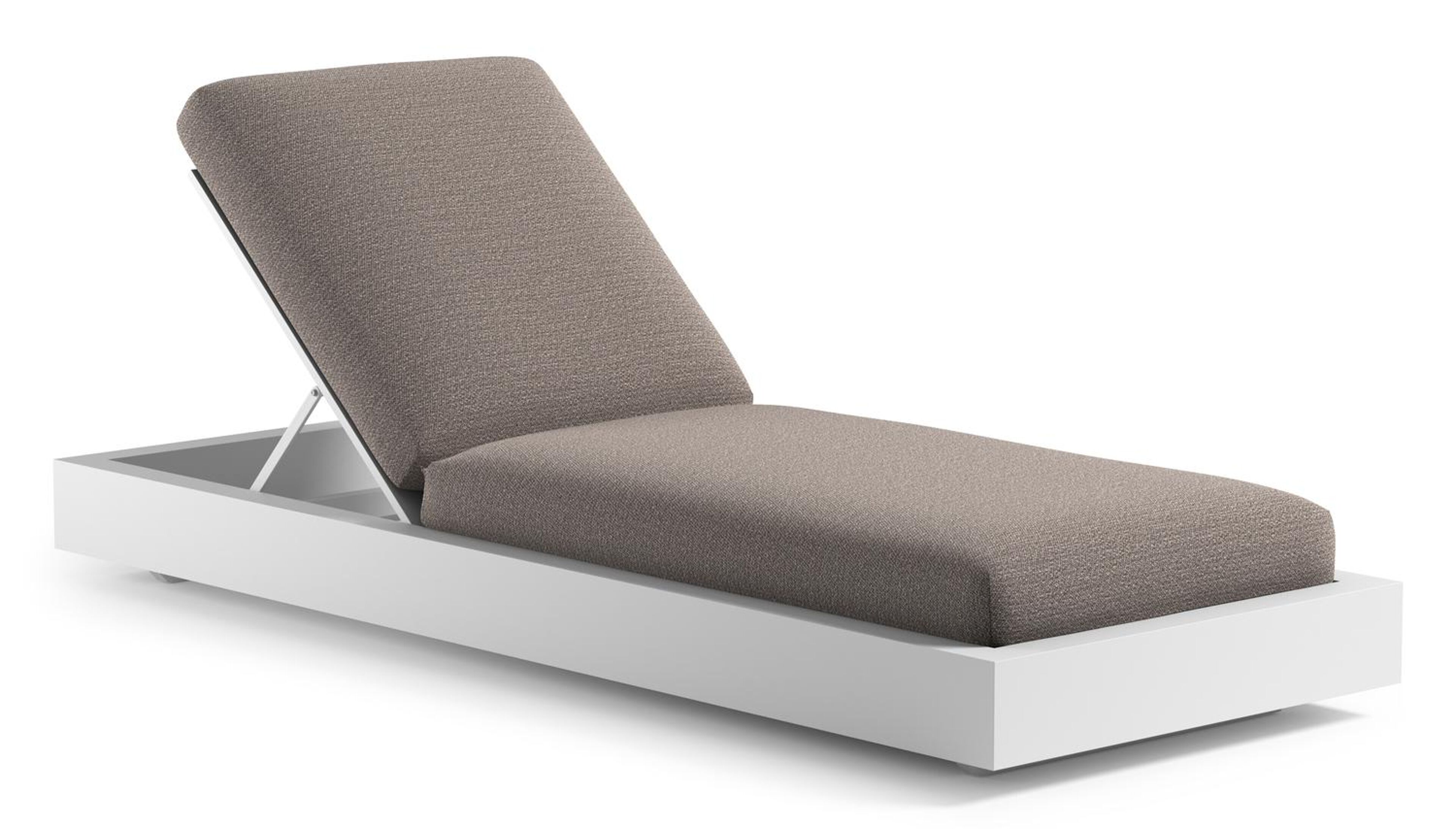 Como verstelbaar ligbed in wit aluminium met wander granite all weather Sunbrella® luxe kussen