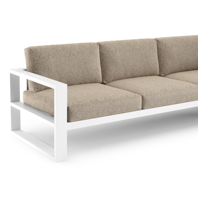 Canapé de jardin Verato en aluminium blanc et coussins en all weather cosytica bora jungle