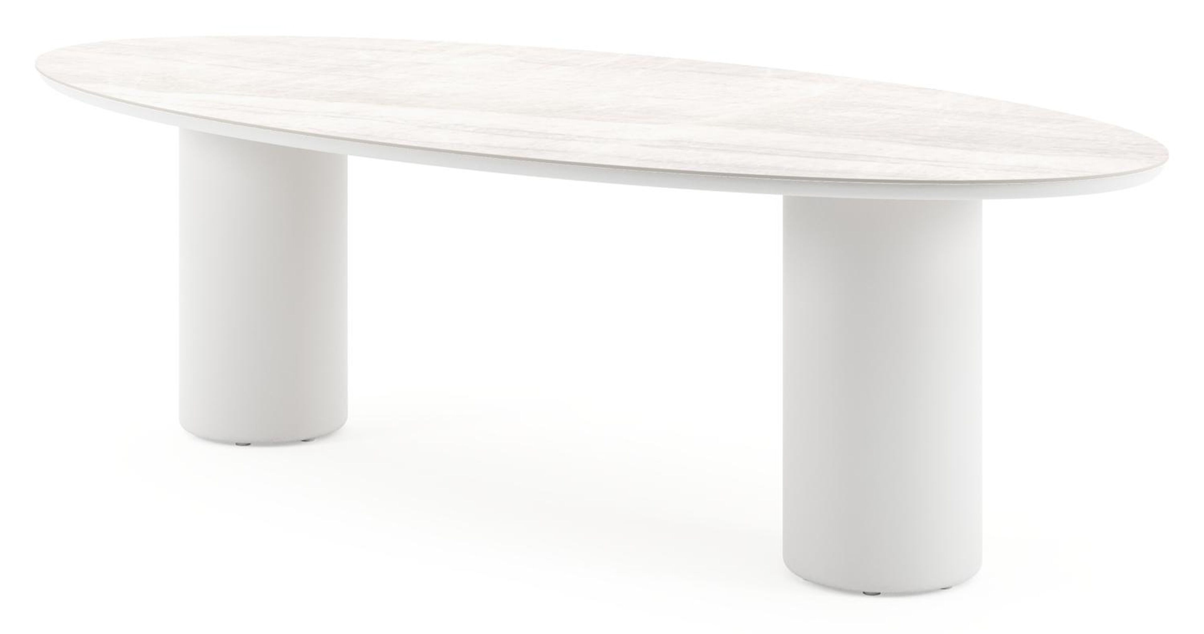 Amico tuintafel ovaal in wit aluminium en volkeramiek Taj Mahal - L 260 x B 125 x H 73.5 cm