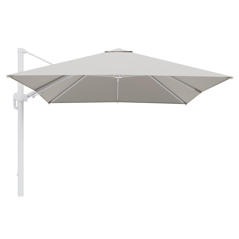 Rufina zweefparasol tiltfunctie in wit aluminium en parasoldoek in All Weather Sunbrella® Luxe Lopi Marble  - L1 300 x L2 300 cm (zonder voet)