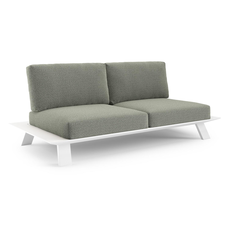 Cesano loungebank in wit aluminium met savane leaf all weather Sunbrella® luxe kussen