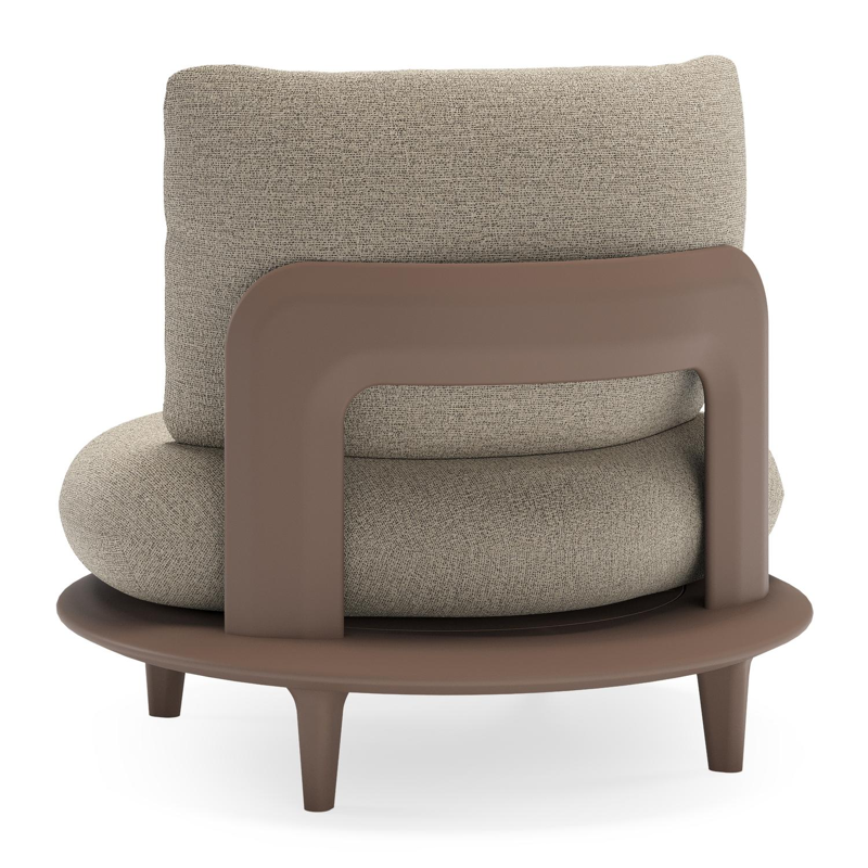 Fauteuil de jardin Bomero en aluminium taupe et coussins en all weather cosytica catania beige