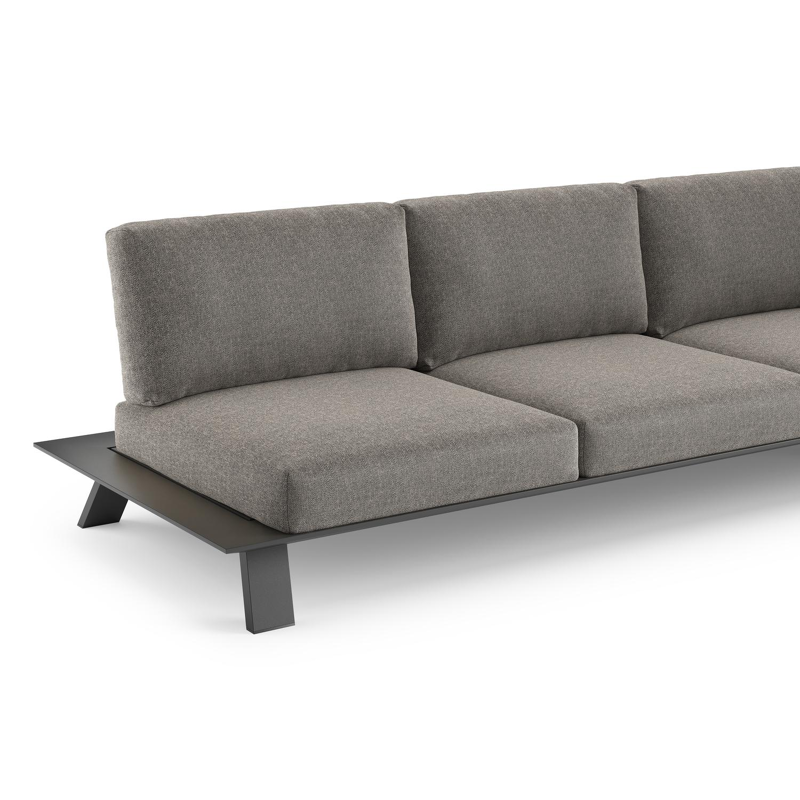 Cesano loungeset in zwart aluminium met chartres drizzle all weather Sunbrella® luxe kussen