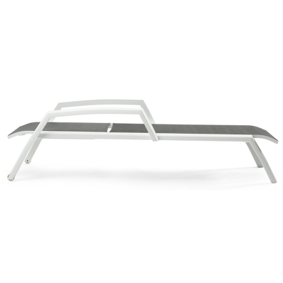 Bari verstelbaar ligbed in wit aluminium met grijs textilene met armleuning