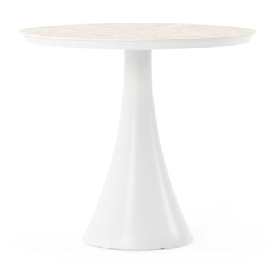 Fano tuintafel rond in wit aluminium en volkeramiek retrostone - Dia. 85 x H 75 cm