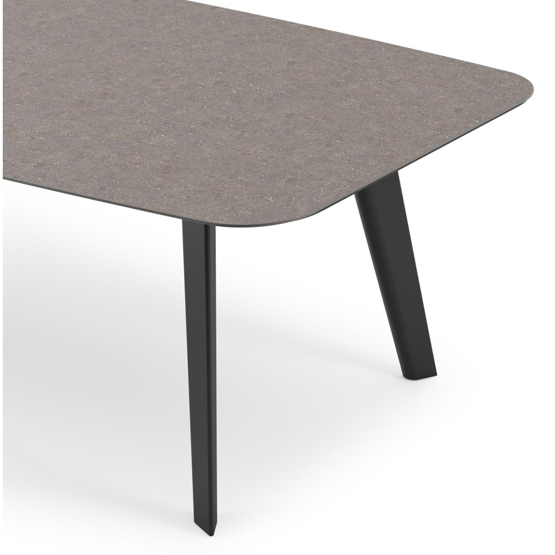 Lacrima tuintafel bootvorm in zwart aluminium en volkeramiek wulong - L 255 x B 115 x H 73 cm