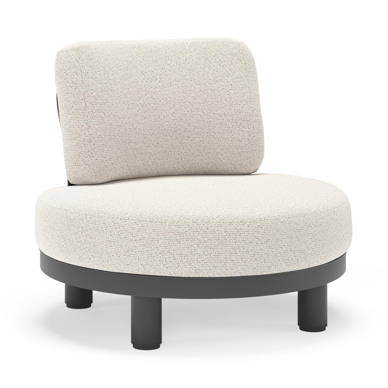 Donato loungestoel in zwart aluminium met all weather solica Firenze Natural kussen