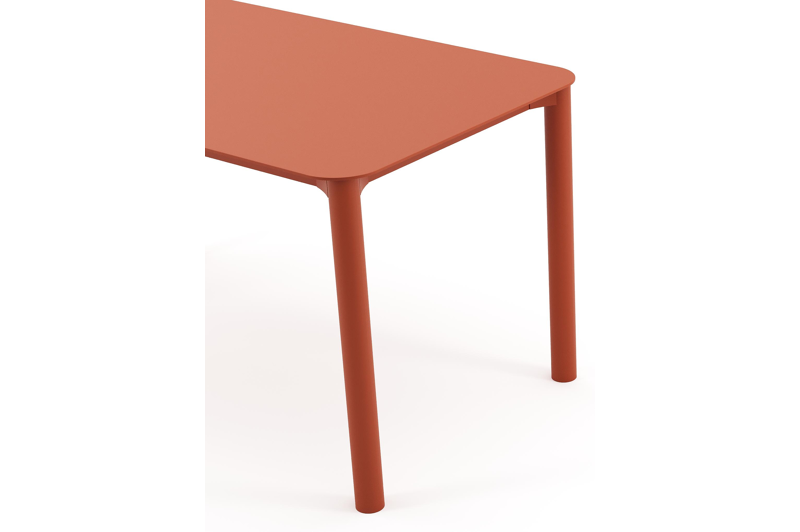 Orso tuintafel rechthoekig afgerond in roestbruin aluminium - L 140 x B 80 x H 75 cm