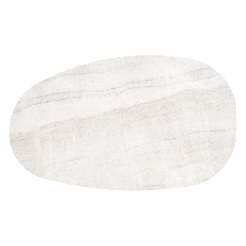 Table de basse Donato organique en aluminium noir et céramique pleine Taj Mahal - Lg. 151 x Lrg. 90 x Haut. 25 cm