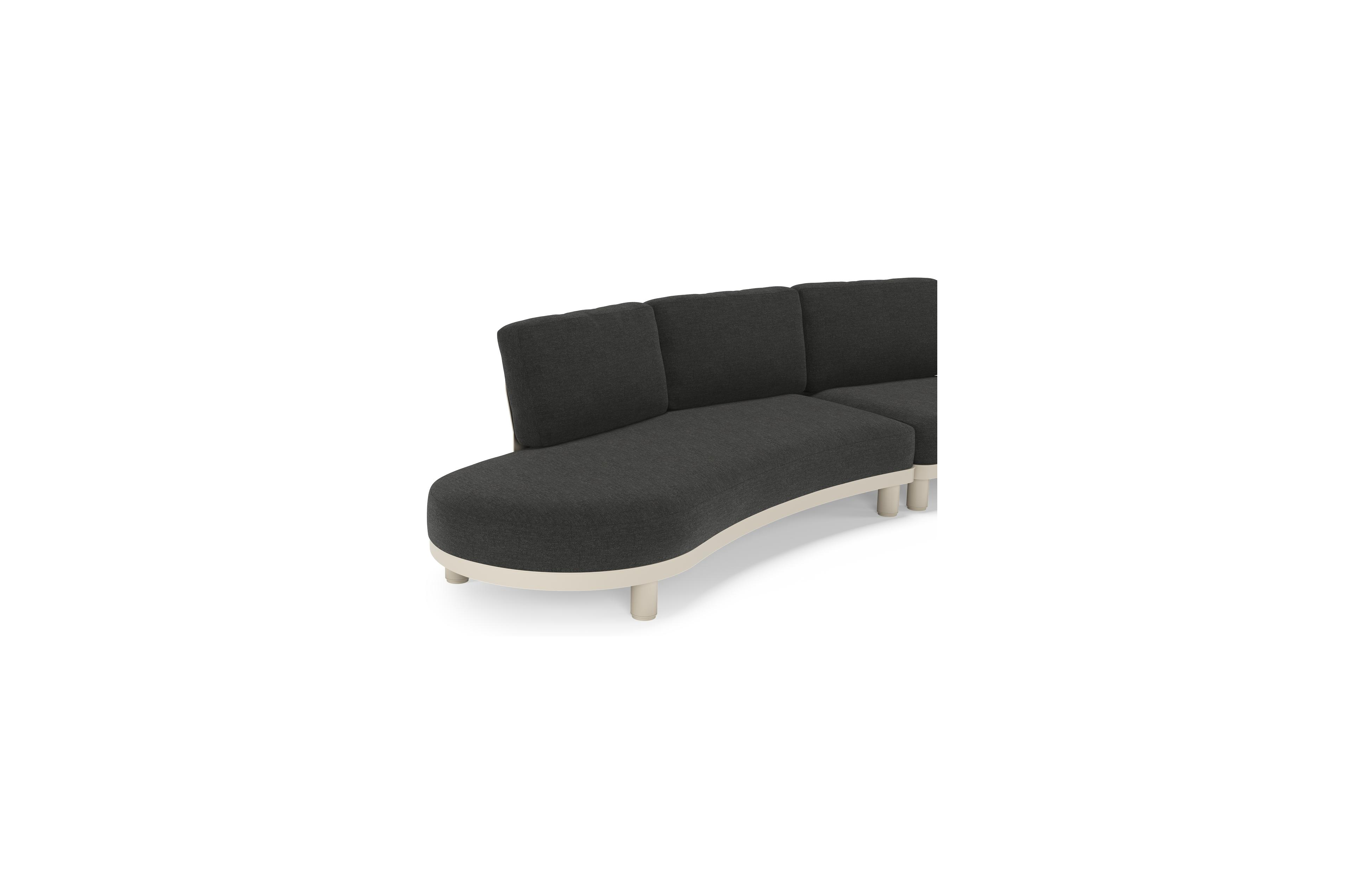 Donato loungebank in beige aluminium met all weather sunbrella® luxe Chartres Sooty kussen