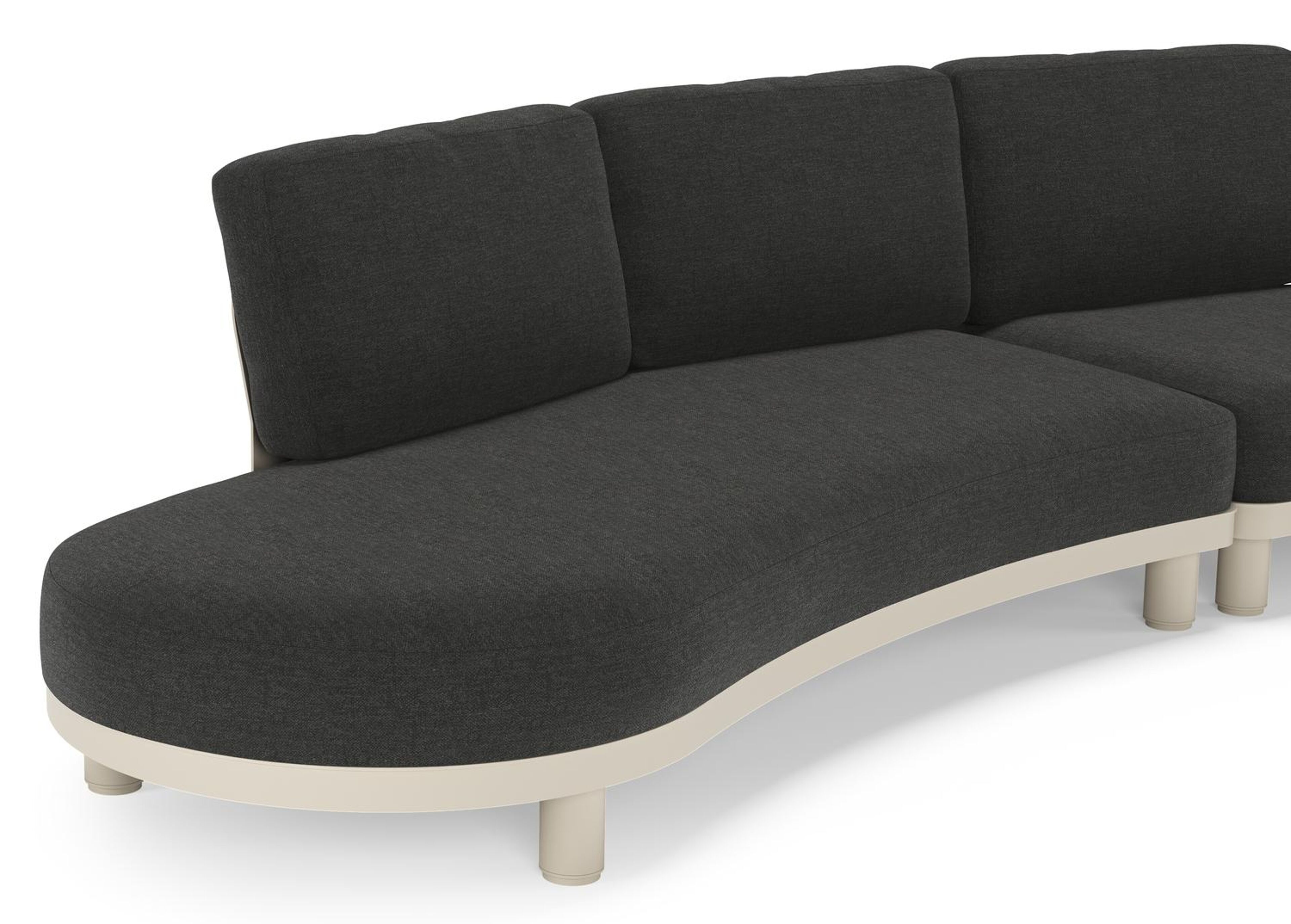 Donato loungebank in beige aluminium met all weather sunbrella® luxe Chartres Sooty kussen