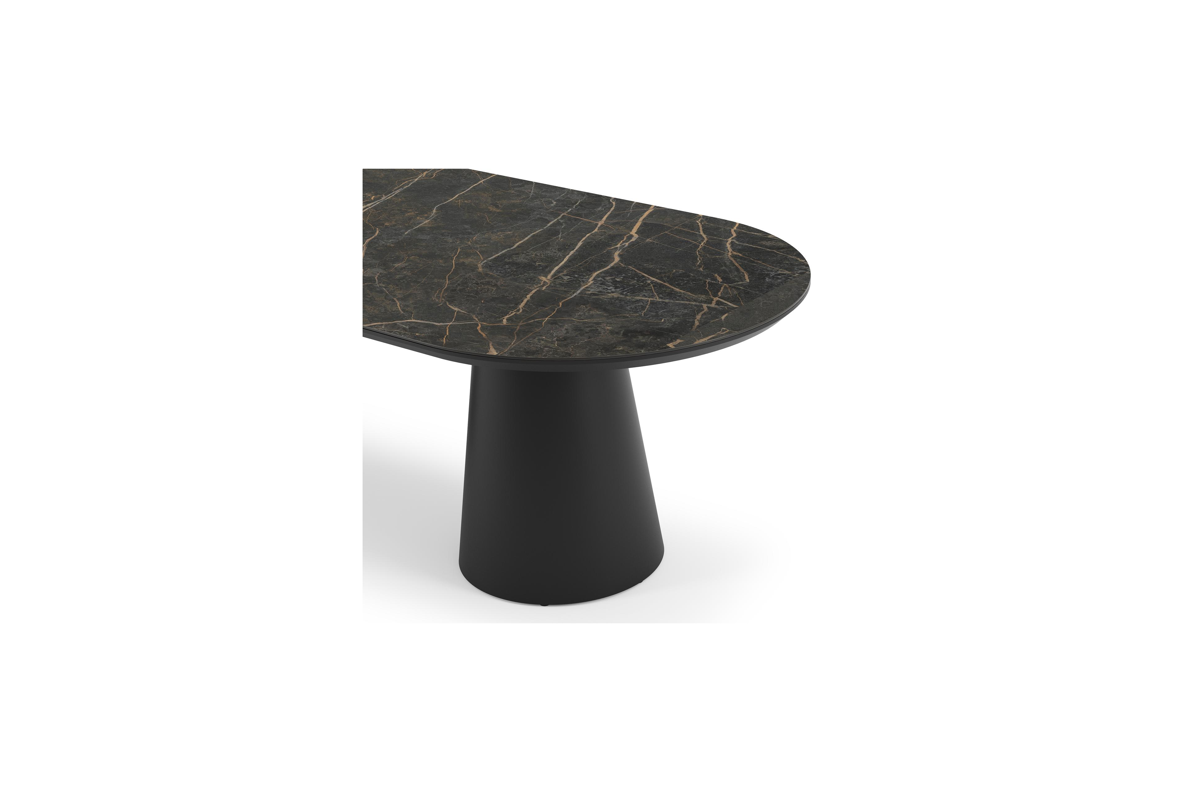 Table de jardin Donato en aluminium noir et céramique pleine black obsession - Lg 260 x Larg. 100 x H 74 cm