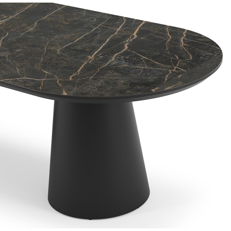 Table de jardin Donato en aluminium noir et céramique pleine black obsession - Lg 260 x Larg. 100 x H 74 cm