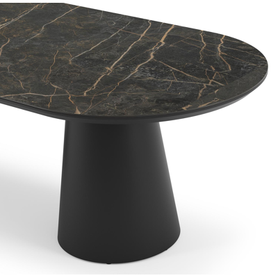 Donato tuintafel in zwart aluminium en volkeramiek black obsession - L 260 x B 100 x H 74 cm