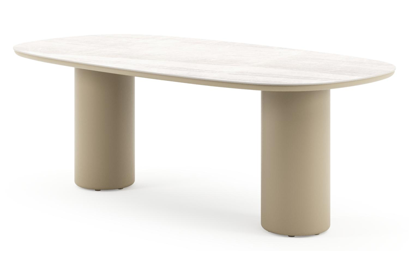 Amico tuintafel bombo in beige aluminium en volkeramiek Taj Mahal - L 210 x B 110 x H 73.5 cm