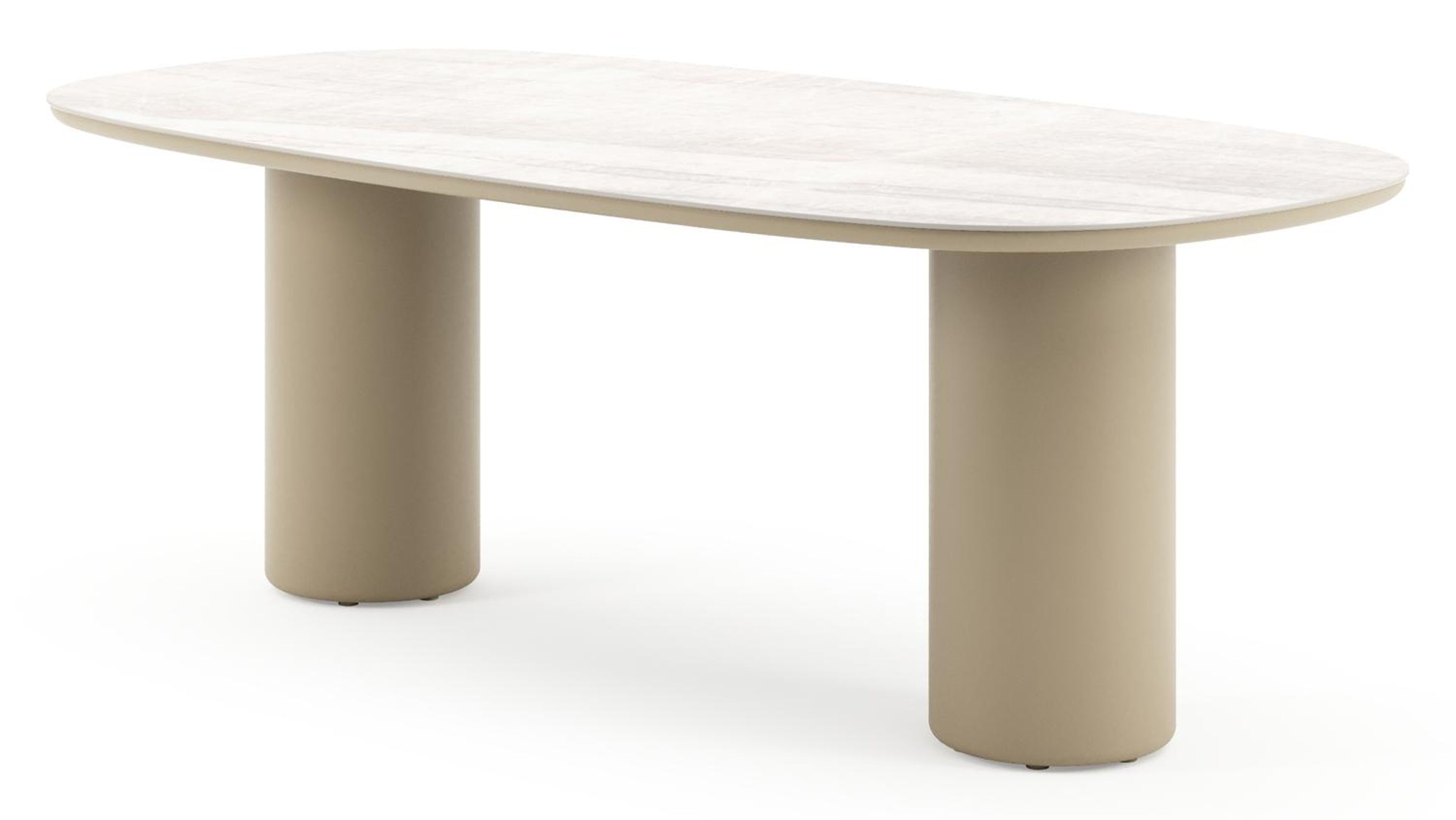 Amico tuintafel bombo in beige aluminium en volkeramiek Taj Mahal - L 210 x B 110 x H 73.5 cm