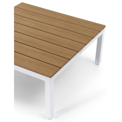 Toma loungehoek in wit aluminium en polywood met grijs polyester kussen en loungetafel