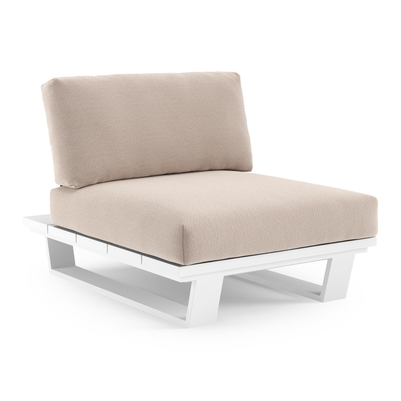 Pagino loungestoel in wit aluminium met wander pilat all weather sunbrella® luxe kussen