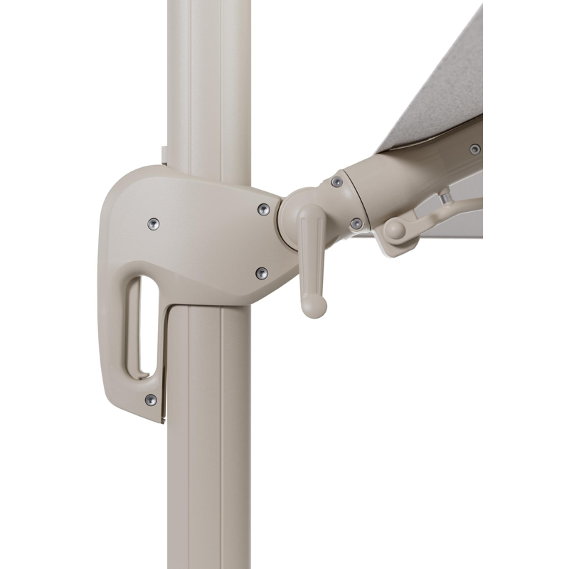 Parasol pendant Rufina avec fonction tilt en aluminium beige et toile de parasol en All Weather Solica Ego Eggshell  - Lg.1 400 x Lg.2 300 cm (sans pied de parasol
