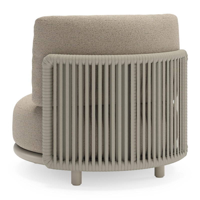 Fauteuil de jardin Lomano en aluminium beige et corde luxe plate tissÃ©e verticalement beige et coussins en all weather cosytica Marbella Beige
