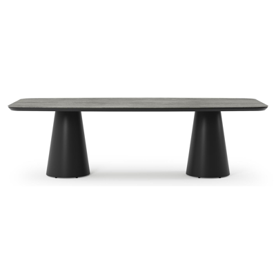 Table de jardin Donato en aluminium noir et céramique pleine aspen grey - Lg 255 x Larg. 115 x H 74 cm