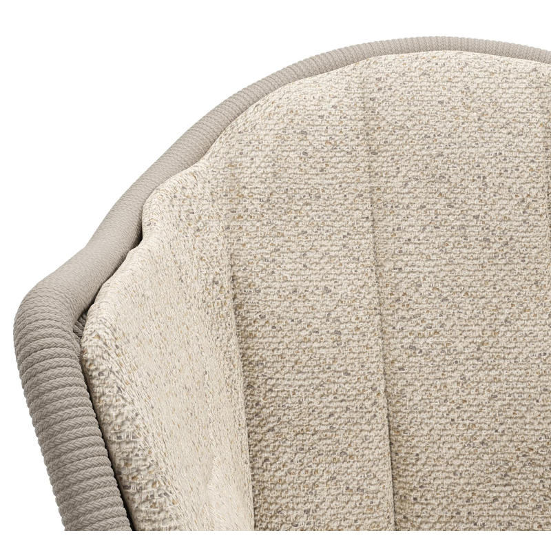Pagino tuinstoel in teak en beige verticaal geweven ronde rope met zitkussen in All Weather Cosytica Bora Desert