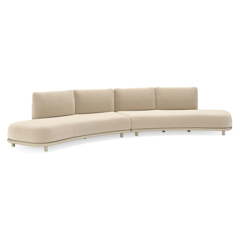 CanapÃ© de jardin Lomano en aluminium beige et corde luxe plate tissÃ©e verticalement beige et coussins en all weather cosytica Althea Chalk