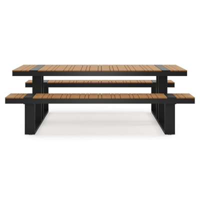Merida picknicktafel in zwart aluminium en polywood - L 220 x B 100 x H 74 cm