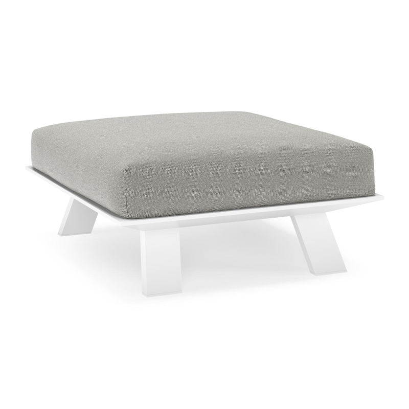 Cesano poef in wit aluminium met savane zinc all weather Sunbrella® luxe kussen