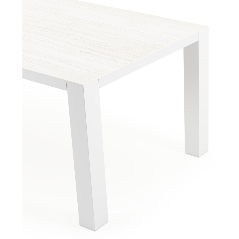 Nano tuintafel rechthoekig in wit aluminium en volkeramiek calista - L 200 x B 100 x H 75 cm