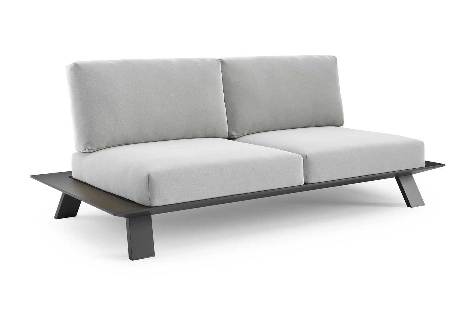 Cesano loungebank in zwart aluminium met natte grey chine all weather Sunbrella® luxe kussen