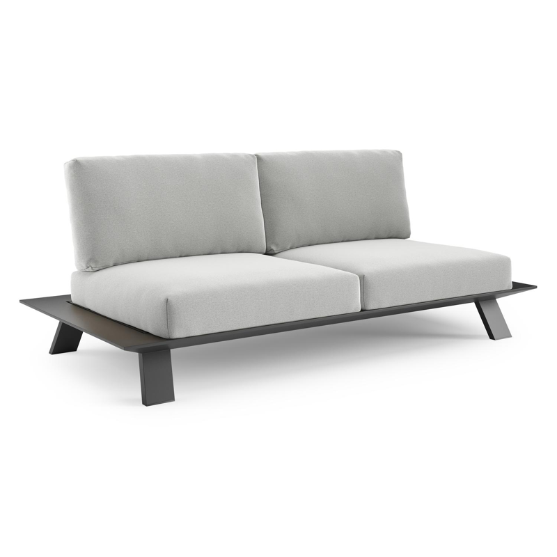 Cesano loungebank in zwart aluminium met natte grey chine all weather Sunbrella® luxe kussen