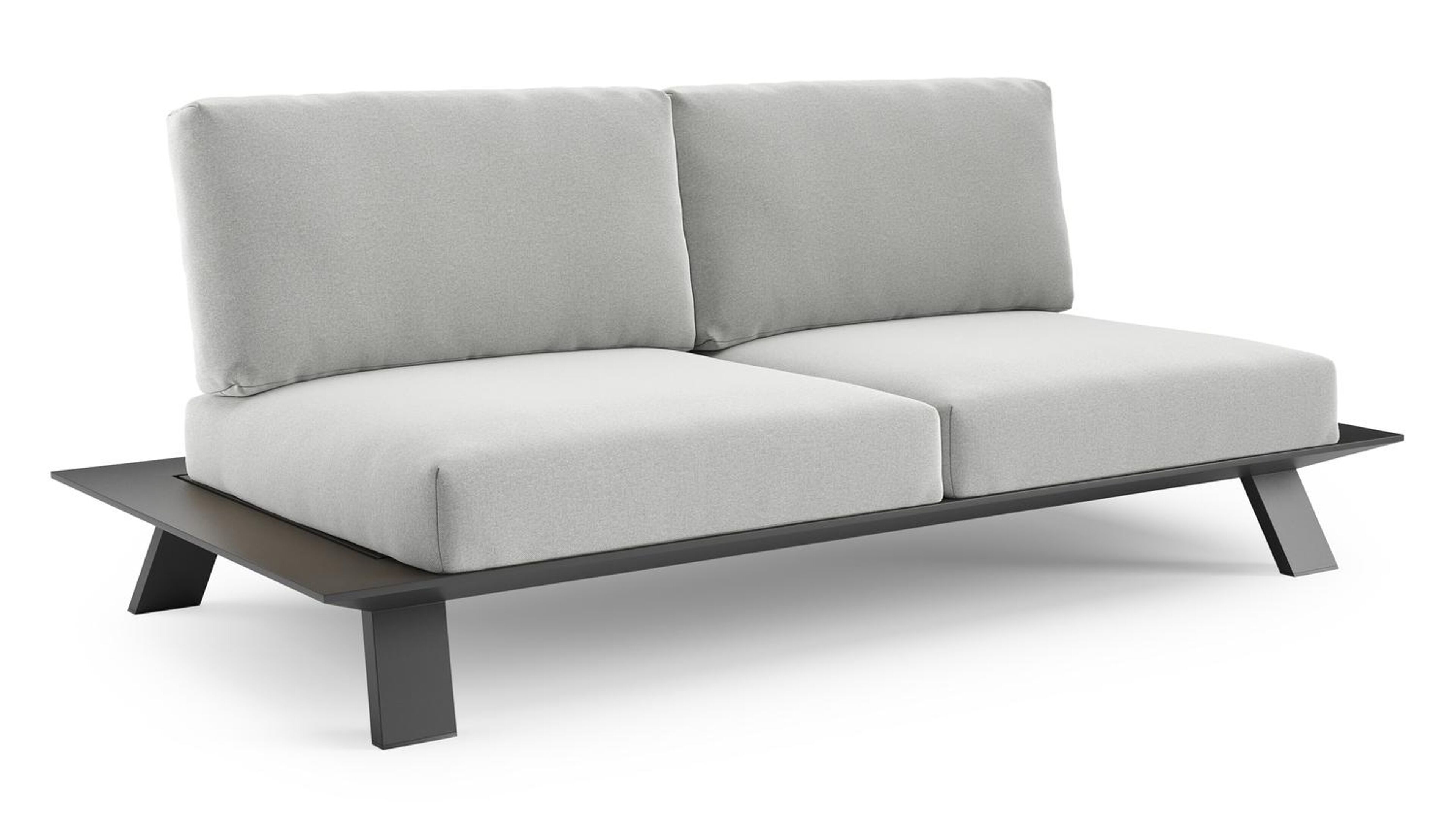 Cesano loungebank in zwart aluminium met natte grey chine all weather Sunbrella® luxe kussen