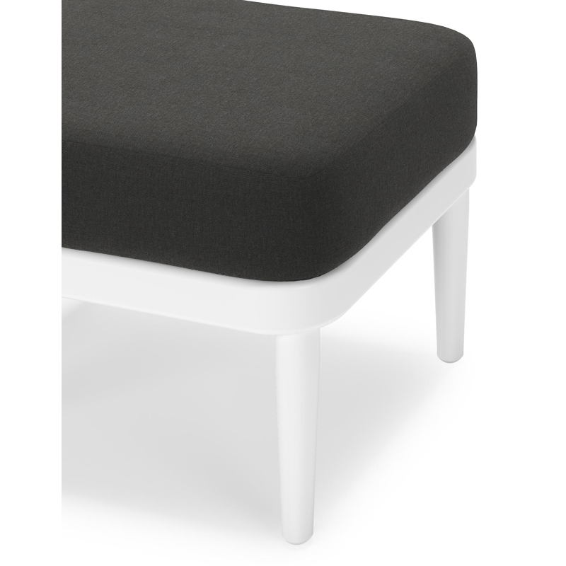 Pouf Orso en aluminium blanc et coussins en all weather sunbrella® luxe Natte Sooty