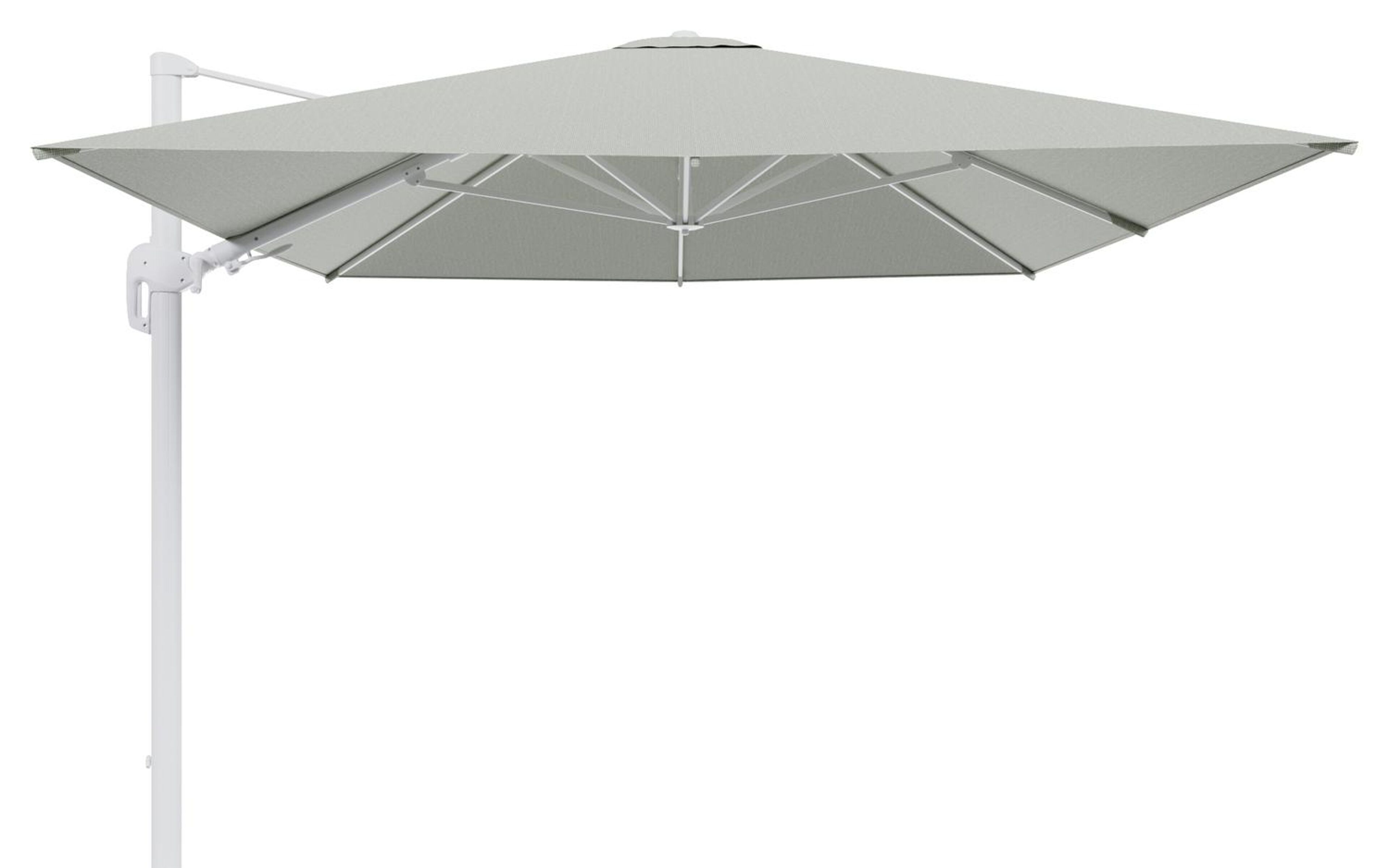 Rufina zweefparasol tiltfunctie in wit aluminium en parasoldoek in All Weather Sunbrella® Luxe Slow Spirea  - L1 400 x L2 300 cm (zonder voet) (zonder voet)
