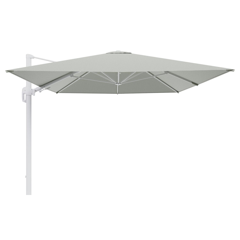 Rufina zweefparasol tiltfunctie in wit aluminium en parasoldoek in All Weather Sunbrella® Luxe Slow Spirea - L1 400 x L2 300 cm (zonder voet) (zonder voet)