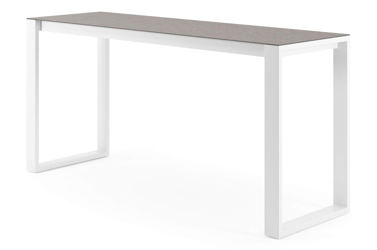 Verato bartafel rechthoekig in wit aluminium en volkeramiek Wulong - L 220 x B 70 x H 106 cm