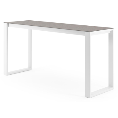 Verato bartafel rechthoekig in wit aluminium en volkeramiek Wulong - L 220 x B 70 x H 106 cm