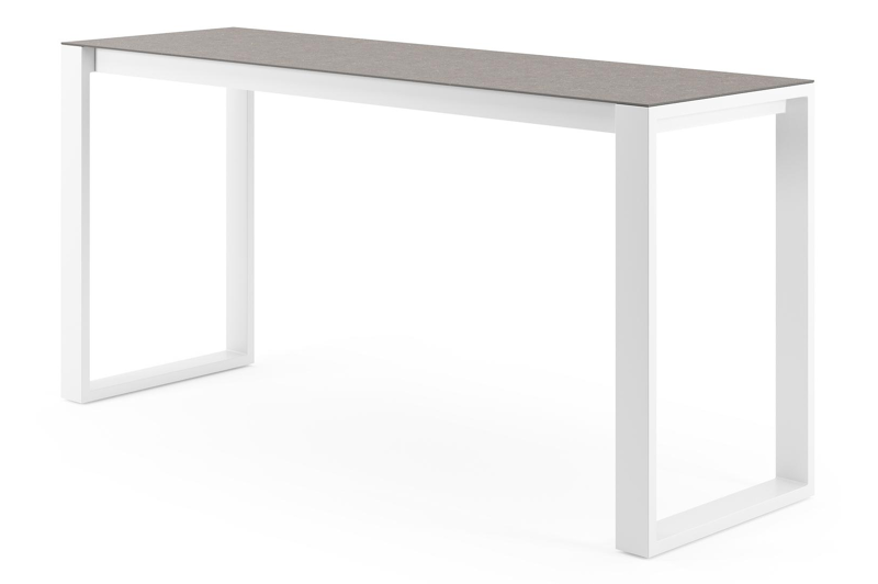 Verato bartafel rechthoekig in wit aluminium en volkeramiek Wulong - L 220 x B 70 x H 106 cm