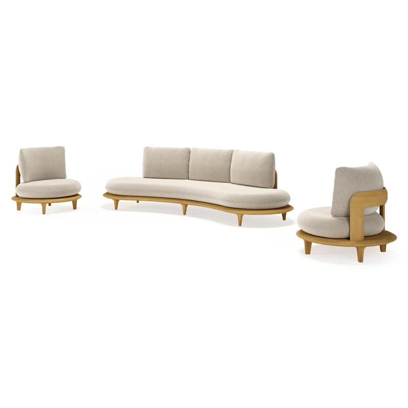 Bomero loungeset in teak met marbella ecru all weather cosytica kussen