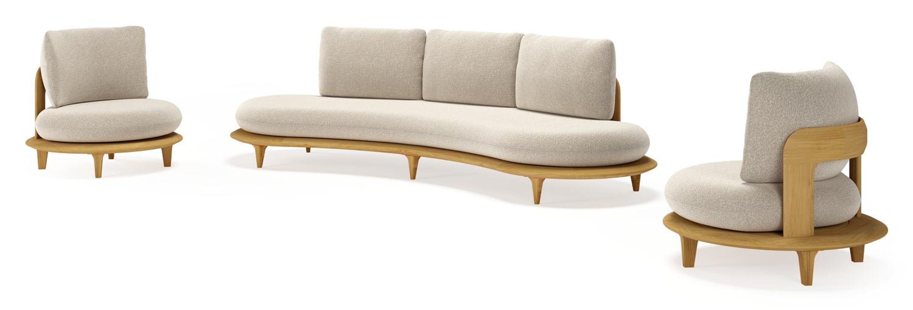 Bomero loungeset in teak met marbella ecru all weather cosytica kussen