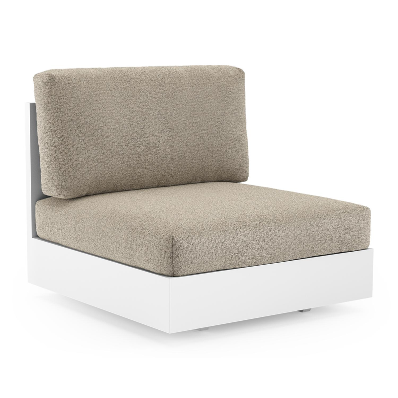 Como loungestoel in wit aluminium met catania beige all weather cosytica kussen