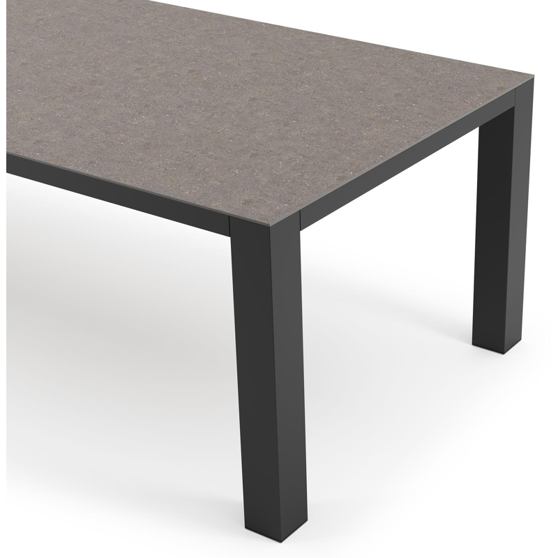 Nano tuintafel rechthoekig in zwart aluminium en volkeramiek wulong - L 280 x B 110 x H 75 cm