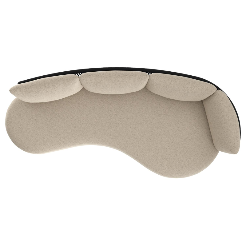 Lomano loungebank in zwart aluminium en zwart verticaal geweven luxe vlakke rope met marbella beige all weather cosytica kussen