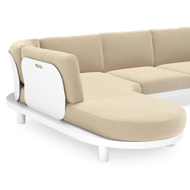 Salon de jardin d'angle Donato en aluminium blanc et coussins en all weather cosytica Althea Camel