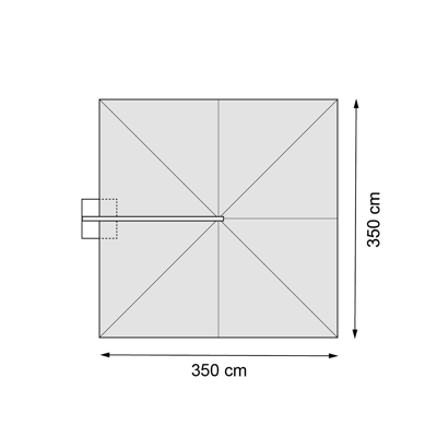 Minore zweefparasol met tiltfunctie in wit aluminium met natte charcoal chine all weather sunbrella® luxe parasoldoek - L1: x L2: 350 cm (met voet)